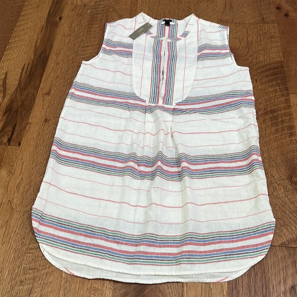 NWT J Crew Woman’s Cream Colorful Striped Dress Size S